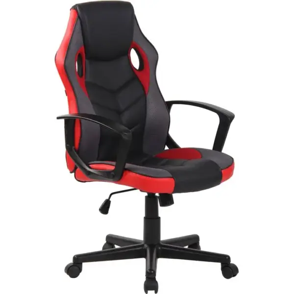 Fauteuil De Bureau / Gaming Glendale En Similicuir Et Tissu En Maille Noir / Rouge