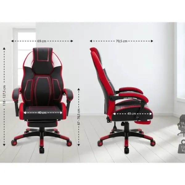 Fauteuil De Bureau Gamer Clovis En Similicuir Noir / Rouge