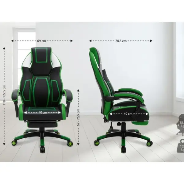 Fauteuil De Bureau Gamer Clovis En Similicuir Noir / Vert