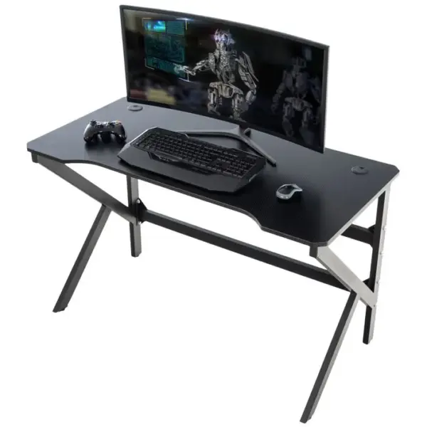 Table Gaming LED Lewiston Avec Cadre Et Pieds En Tubes Dacier Rouge