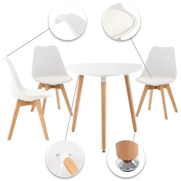 Ensemble De Salle À Manger Libanera Avec 1 Table Et 3 Chaises Blanc