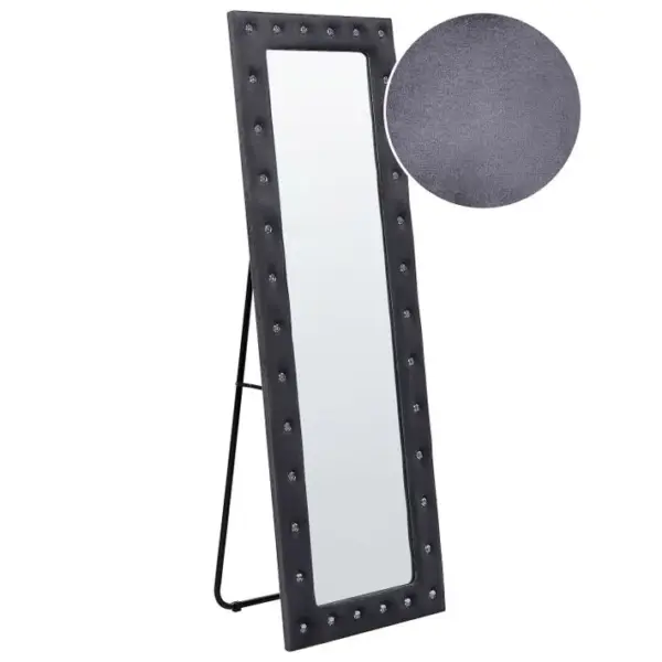 Miroir Sur Pied En Velours Gris Foncé 50 X 150 Cm Ansouis