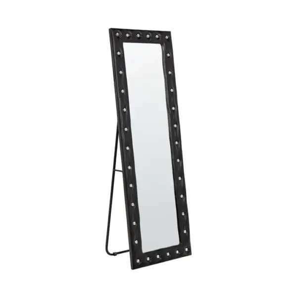 Miroir Sur Pied En Cuir Pu Noir 50 X 150 Cm Ansouis