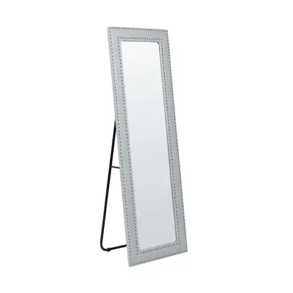 Miroir Sur Pied En Cuir Pu Gris Clair 50 X 150 Cm Locronan