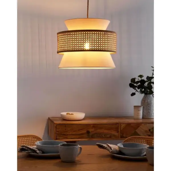 Lampe Suspension Ton Naturel Et Beige Luyano