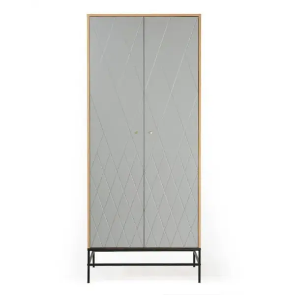 Armoire 2 Portes Design mian 190cm Gris