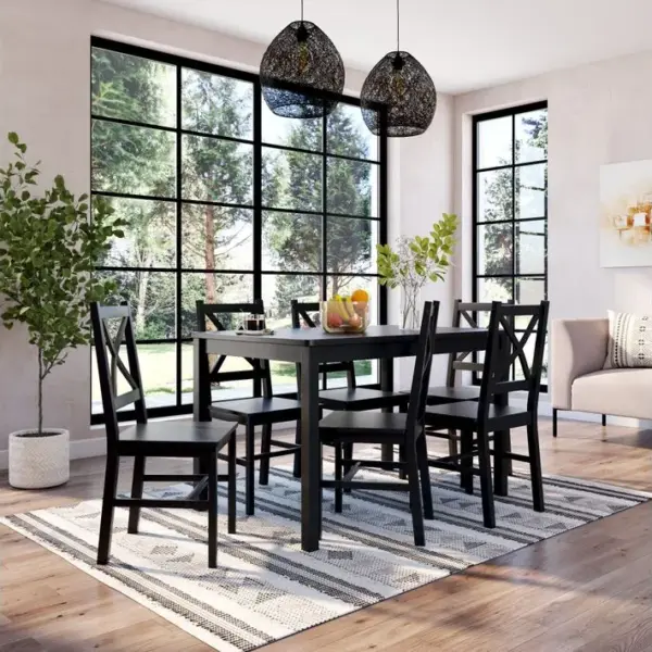 Coin repas table + 4 chaises OWEN noir