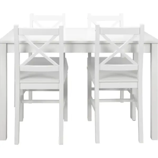 Coin repas table + 4 chaises OWEN blanc