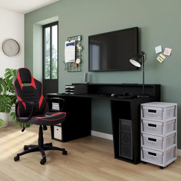 Fauteuil de bureau gamer LOOT noir et rouge