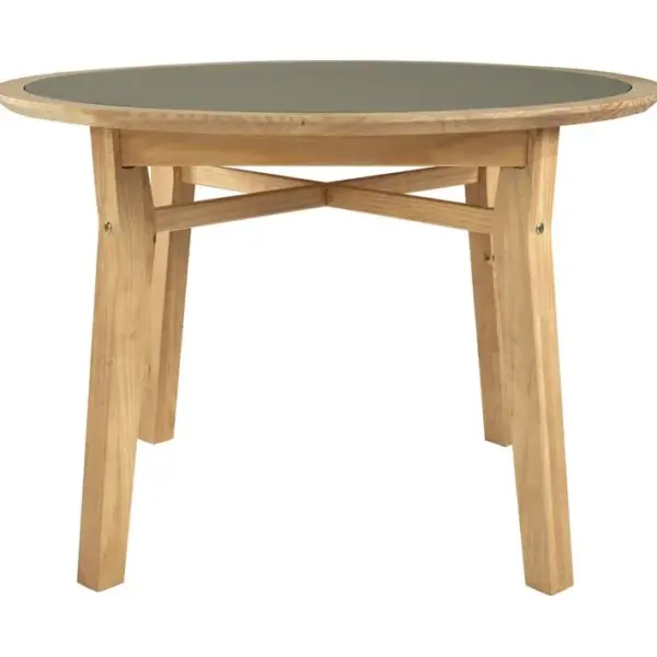 Table ronde LAELIA bois massif/ lichen vert