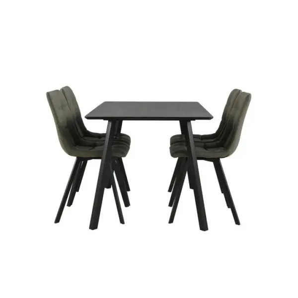 Table + 4 chaises SAVINA Noir et kaki