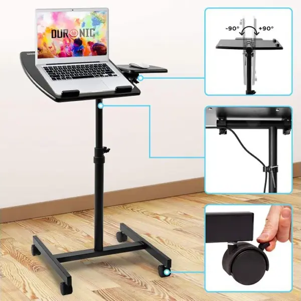 Wps17 Table De Travail Mobile Assis-debout - Podium à Roulettes - Hauteur Ajustable - Capacité 10 Kg