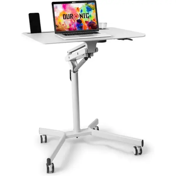 Wps57 Table De Travail Mobile Blanc - Support De Tablette - Hauteur Ajustable - Capacité 10 Kg