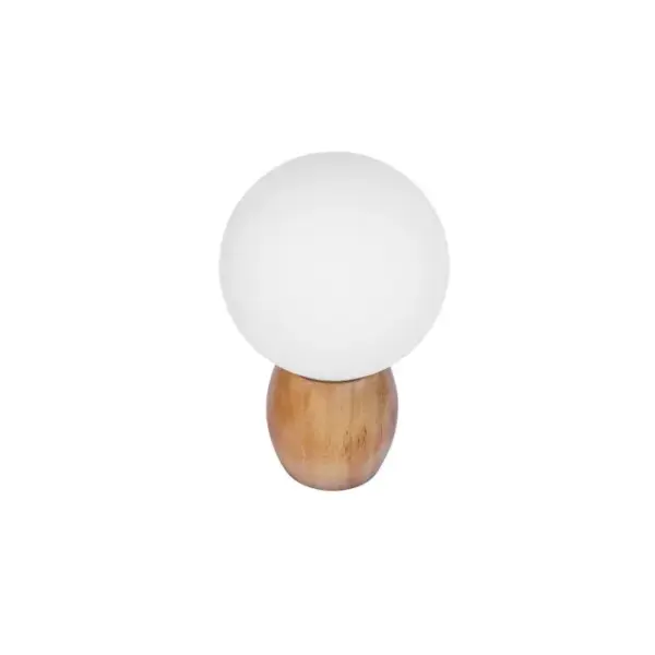 Lampe En Bois Avec Abat-jour En Forme De Globe Blanc