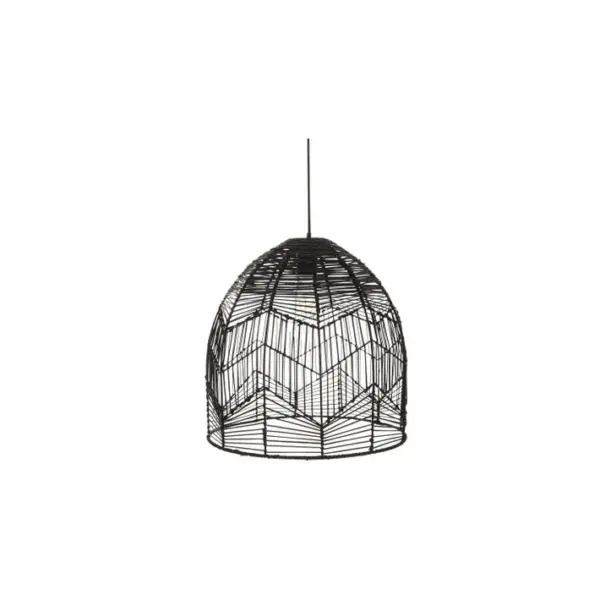 Lampe Suspendue Style Boho Bali En Rotin Naturel - Huy Noir