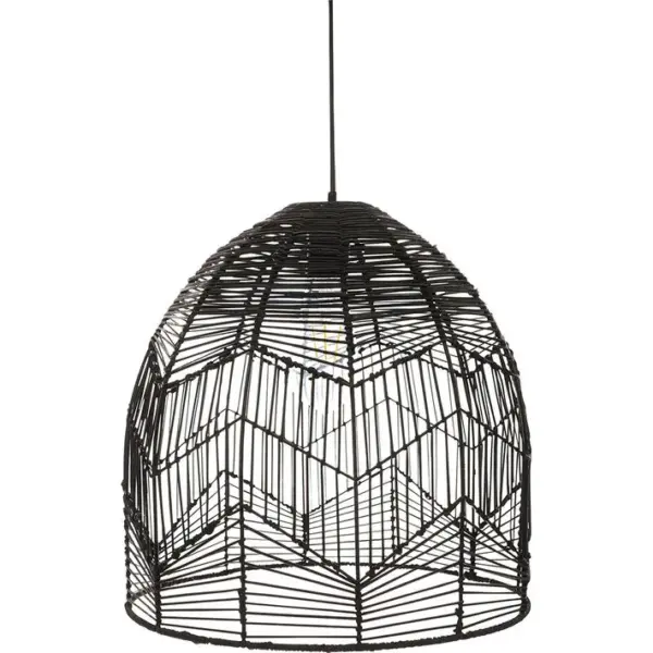 Lampe Suspendue Style Boho Bali En Rotin Naturel - Huy Noir