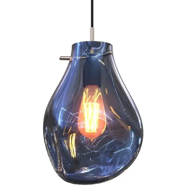 Lampe Suspendue Design Moderne, Verre Fumé - Nerva Bleu