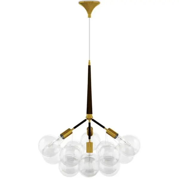 Lustre De Plafond En Boules De Verre - Suspension Design - 12 Globes - Plaus Marron