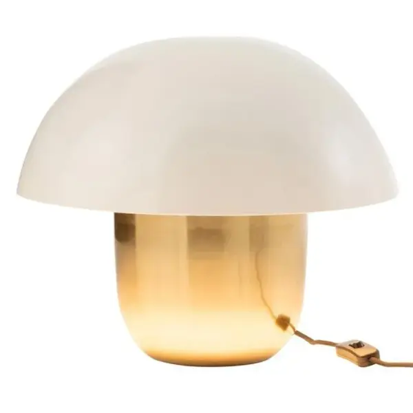 Lampe à Poser champignon Métal 40cm Blanc et Or