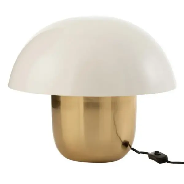 Lampe à Poser champignon Métal 40cm Blanc et Or