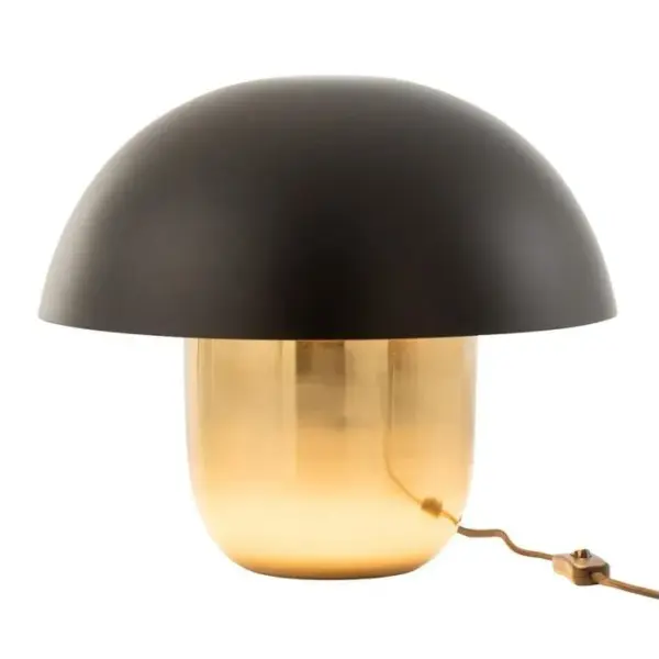 Lampe à Poser champignon Métal 50cm Noir et Or