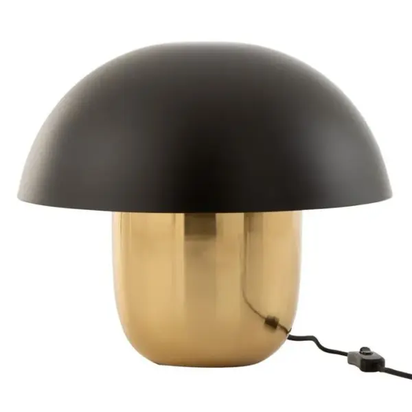 Lampe à Poser champignon Métal 50cm Noir et Or