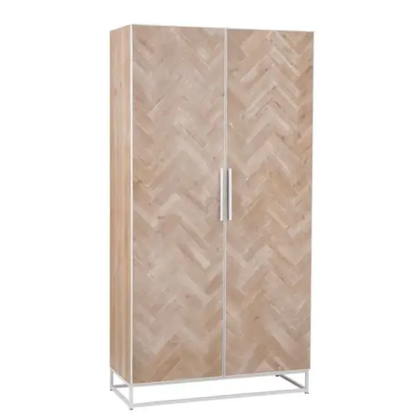 Armoire 2 Portes miraza 185cm Naturel et Blanc