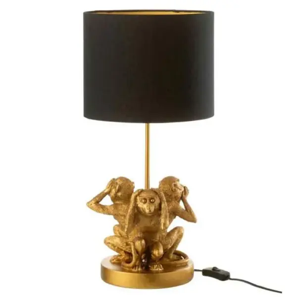 Lampe à Poser Design singe Résine 53cm Or