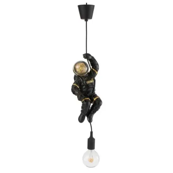 Lampe Suspension singe Astronaute 37cm Noir et Or