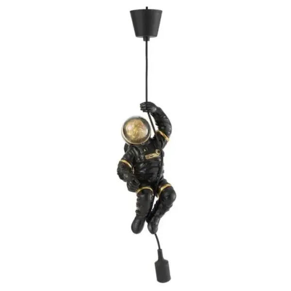 Lampe Suspension singe Astronaute 37cm Noir et Or