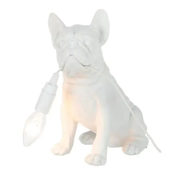 Lampe à Poser Déco bulldog 28cm Blanc