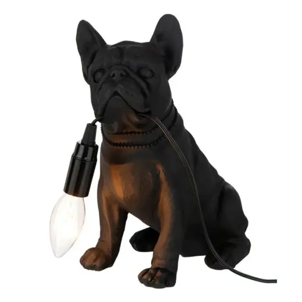 Lampe à Poser Déco bulldog 28cm Noir