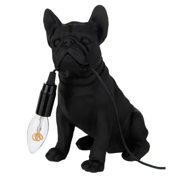 Lampe à Poser Déco bulldog 28cm Noir