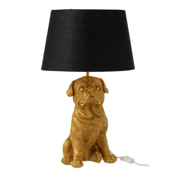 Lampe à Poser Déco chien Assis 52cm Or