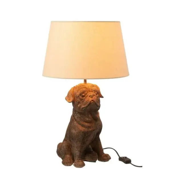 Lampe à Poser Déco chien Assis 52cm Marron