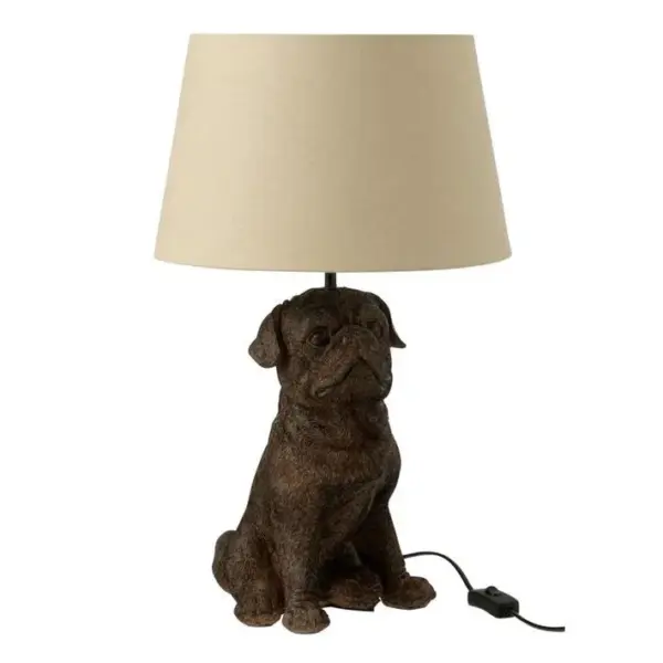 Lampe à Poser Déco chien Assis 52cm Marron