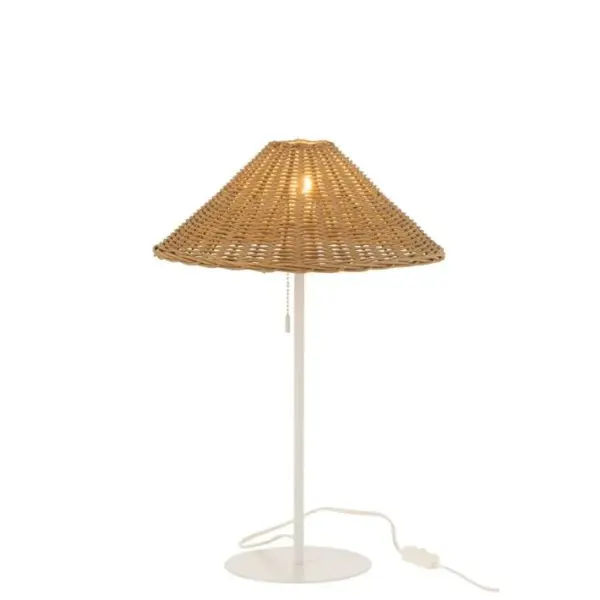 Lampe à Poser En Rotin preston 50cm Naturel et Blanc