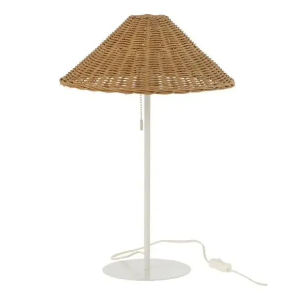 Lampe à Poser En Rotin preston 50cm Naturel et Blanc