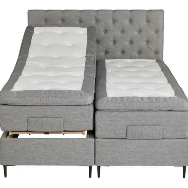 BOXSPRING lit complet relax CONTINENTAL gris 2x80x200 cm