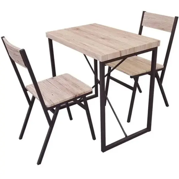 Ensemble De Table Avec 2 Chaises En Bois Avec Struture En Métal Noir Table 80l X 50l X 75h Cm /