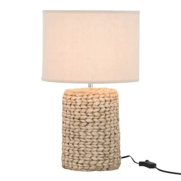 Lampe à Poser Déco Ciment tressée 48cm Naturel