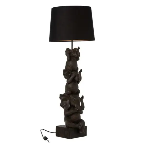 Lampe à Poser Déco 3 Éléphants 100cm Marron