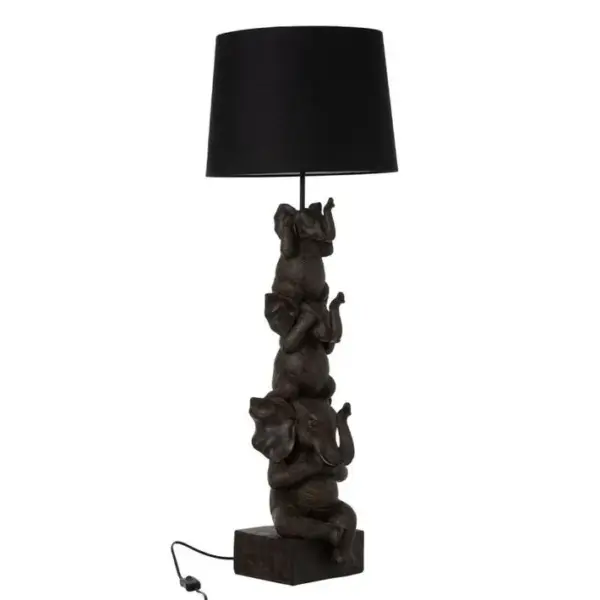 Lampe à Poser Déco 3 Éléphants 100cm Marron