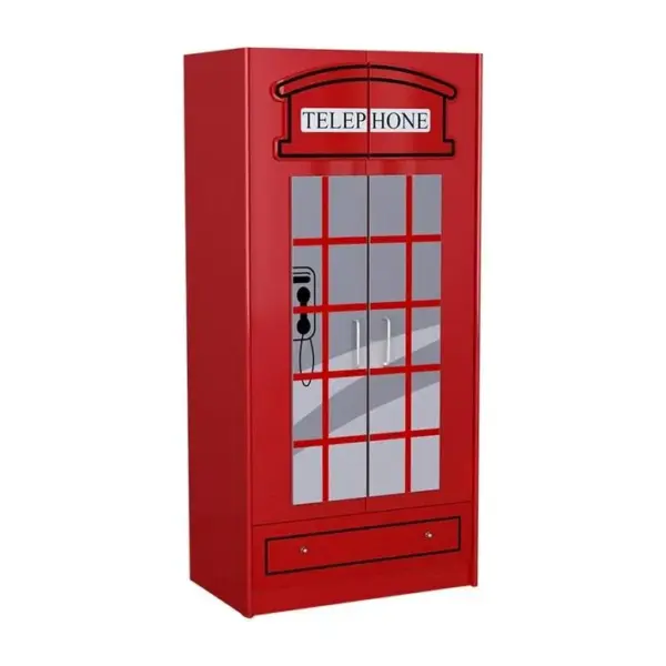 Armoire 2 Portes Cabine londres 190cm Rouge