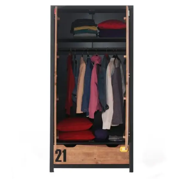 Armoire 2 Portes alex 200cm Marron et Noir