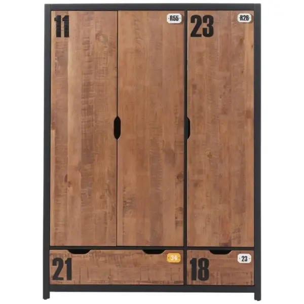 Armoire 3 Portes alex 200cm Marron et Noir