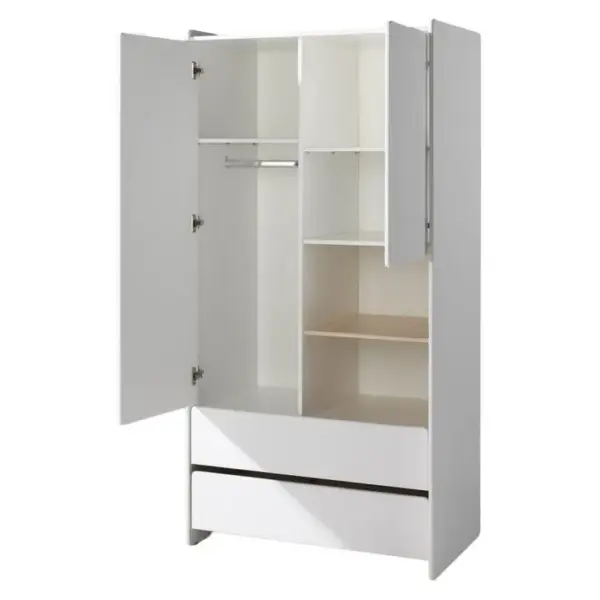 Armoire 2 Portes et 2 Tiroirs kiddy 90cm Blanc