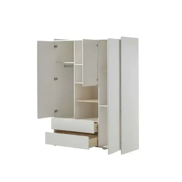 Armoire 3 Portes et 2 Tiroirs kiddy 190cm Blanc