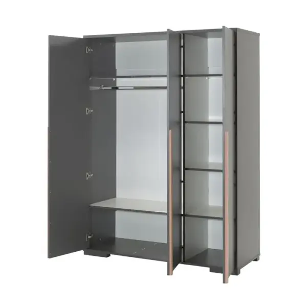 Armoire 3 Portes london 195cm Gris Anthracite