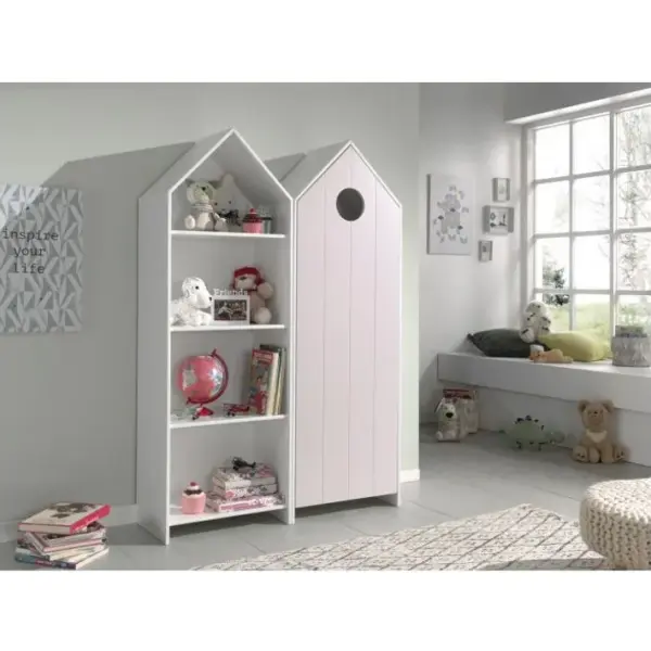 Pack - Étagère et Armoire 4 Niveaux casami 171cm Blanc et Rose